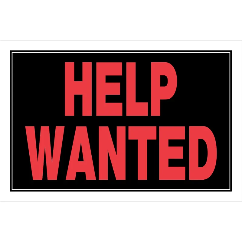 Help Wanted Sign, Black And Red, 8 X 12-In.