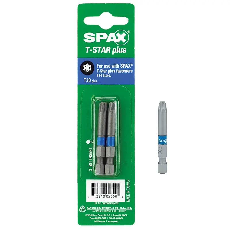 SPAX T30 X 2 In. L Steel Drill And Driver Bit Hex Shank 2 Pk