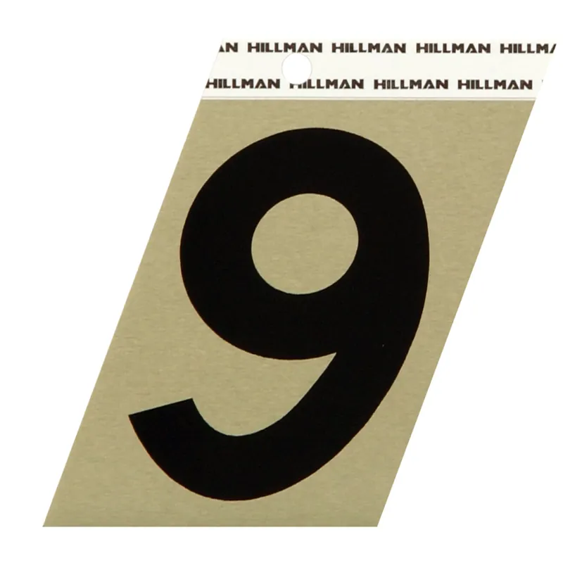 HILLMAN 3 In. Reflective Black Vinyl Self-Adhesive Number 9 1 Pc