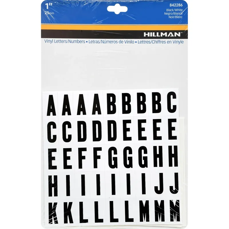 Adhesive House Address Letter & Number Pack, Hi-Viz Black And White, 1-In.