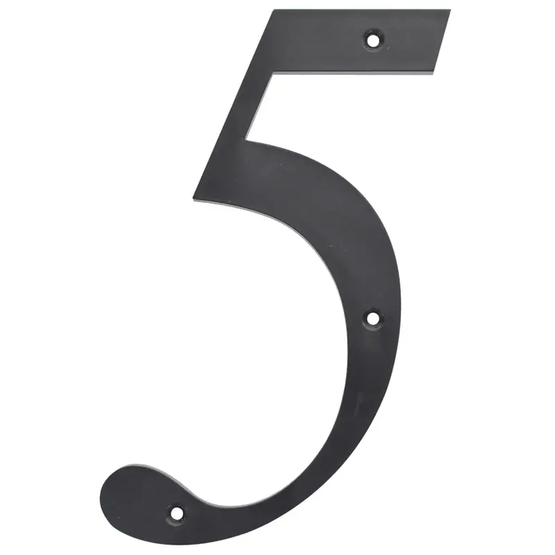 HILLMAN 6 In. Reflective Black Plastic Nail-On Number 5 1 Pc