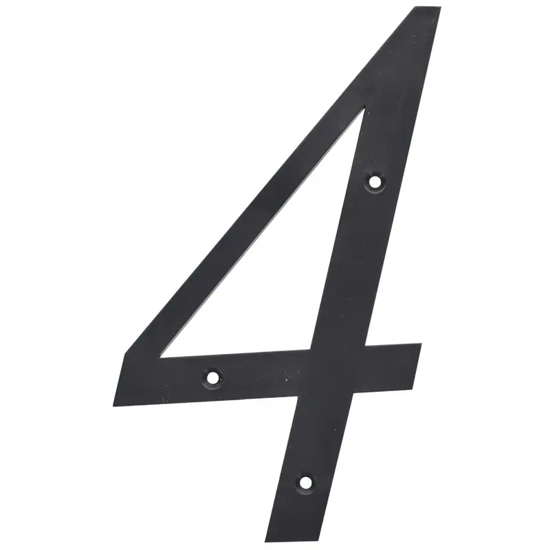 HILLMAN 6 In. Reflective Black Plastic Nail-On Number 4 1 Pc