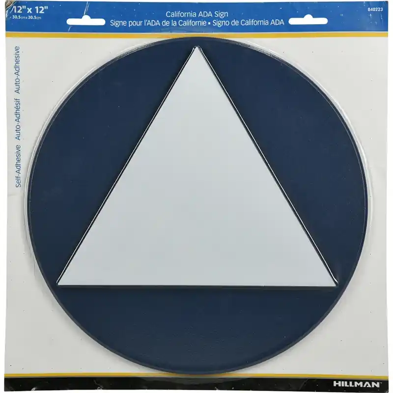 HILLMAN English Blue Restroom Sign 12 In. H X 12 In. W