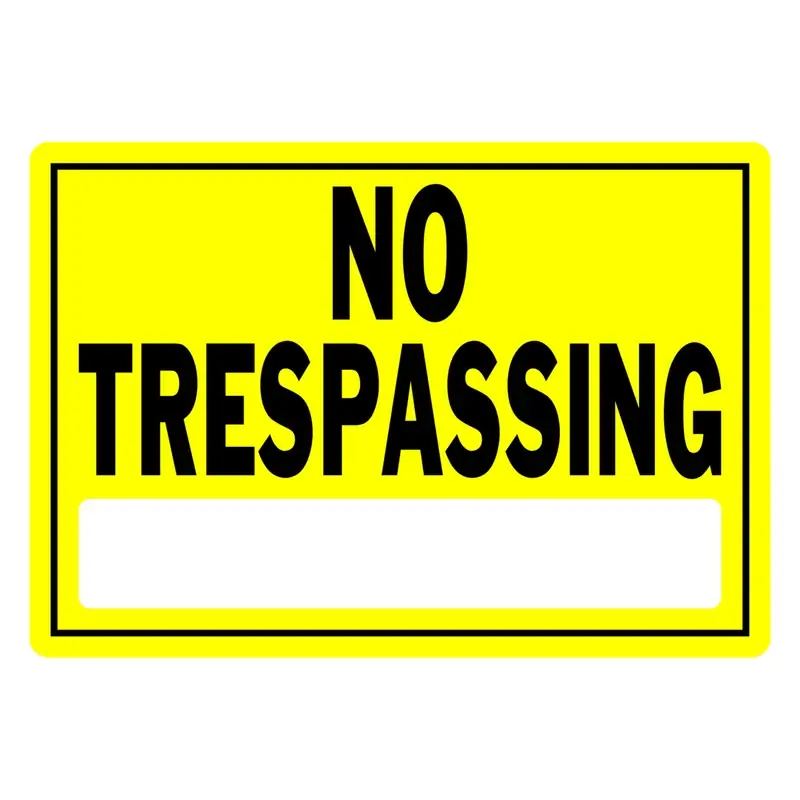 HILLMAN English Yellow No Trespassing Sign 10 In. H X 14 In. W