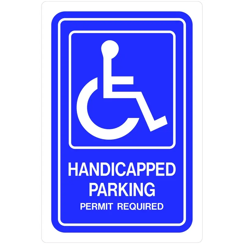 English Blue Handicap Parking Sign 18 In. H X 12 In. W Aluminum