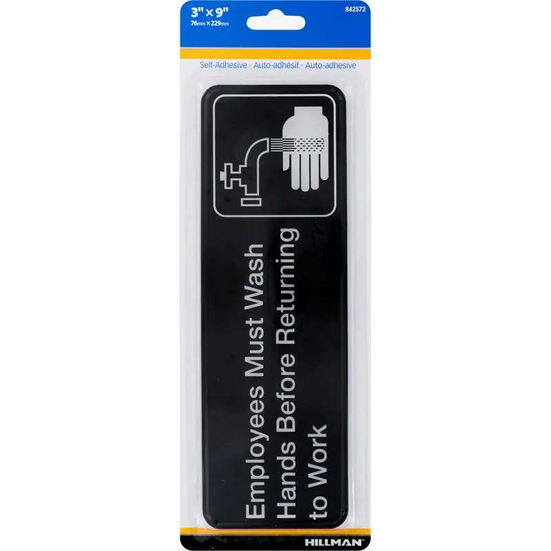 HILLMAN English Black Health Safety Plaque 3 In. H X 9 In. W