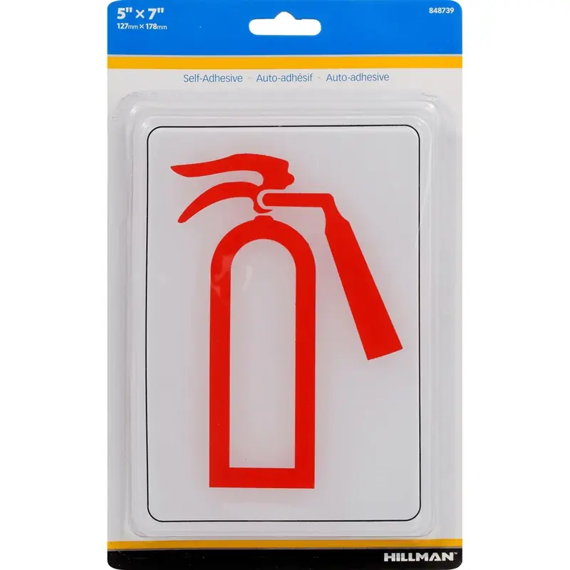 English White Fire Extinguisher Sign 7 In. H X 5 In. W Plastic