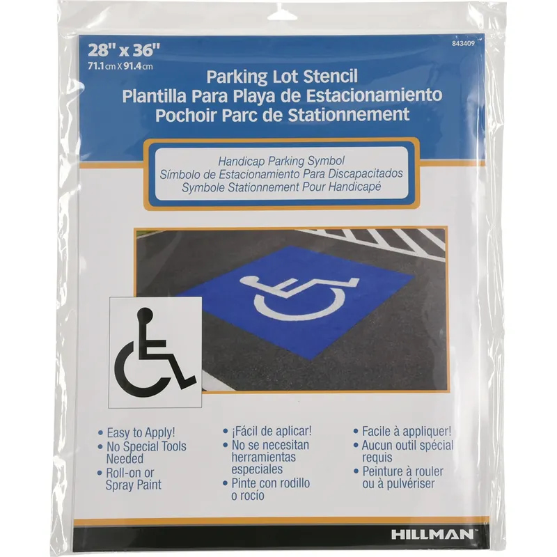 English White Handicap Parking Lot Stencil 36 In. H X 28 In. W