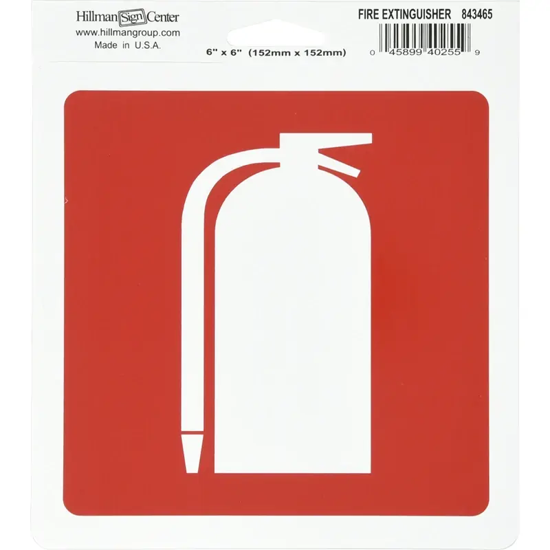 6 In. X 6 In. Red/white Fire Extinguisher Self-adhesive Sign