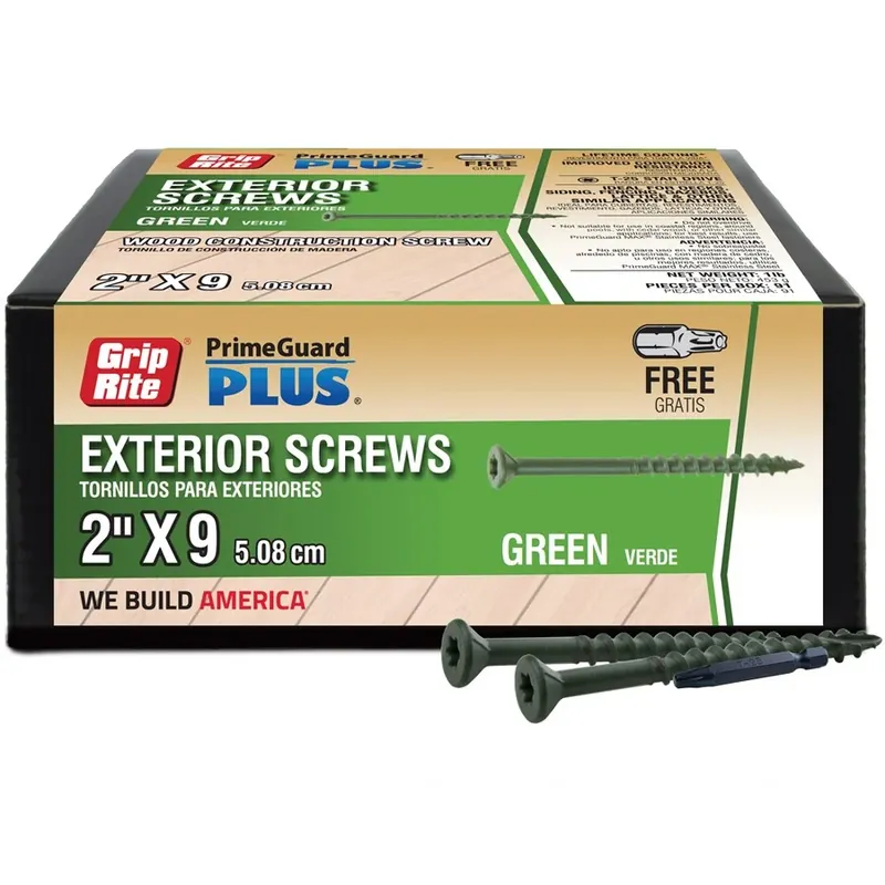 Grip-Rite PrimeGuard Plus No. 8 Wire X 2 In. L Green Star Bugle Head Deck Screws 1 Lb 72 Pk
