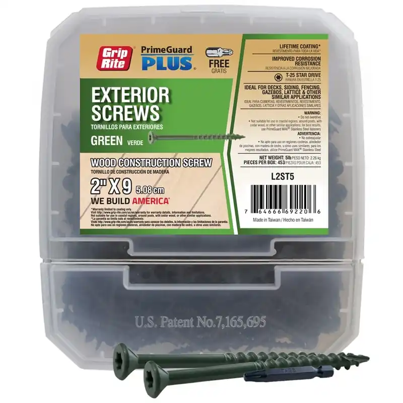 Grip-Rite PrimeGuard Plus No. 9 Wire X 2 In. L Green Star Bugle Head Deck Screws 5 Lb 453 Pc