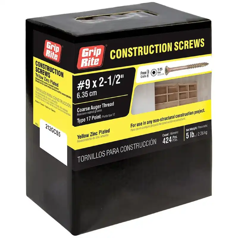 Grip-Rite No. 9 X 2-1/2 In. L Star Flat Head Coarse Construction Screws