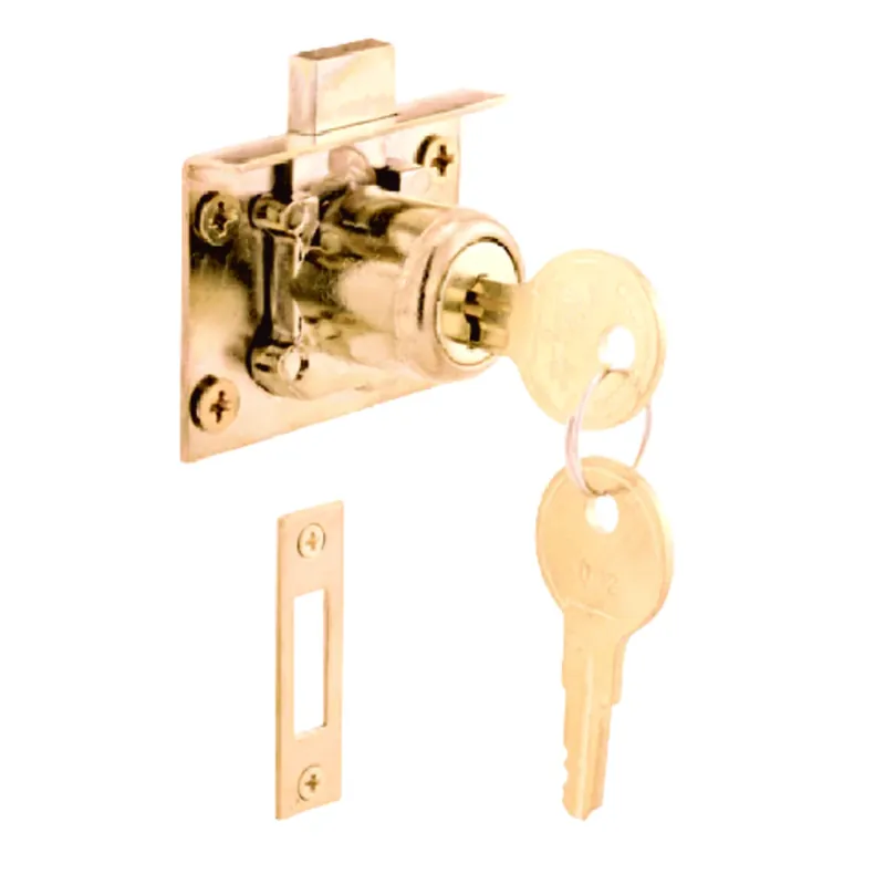 7/8 In. Brass Plated Drawer/ Cabinet Lock, Self Latching