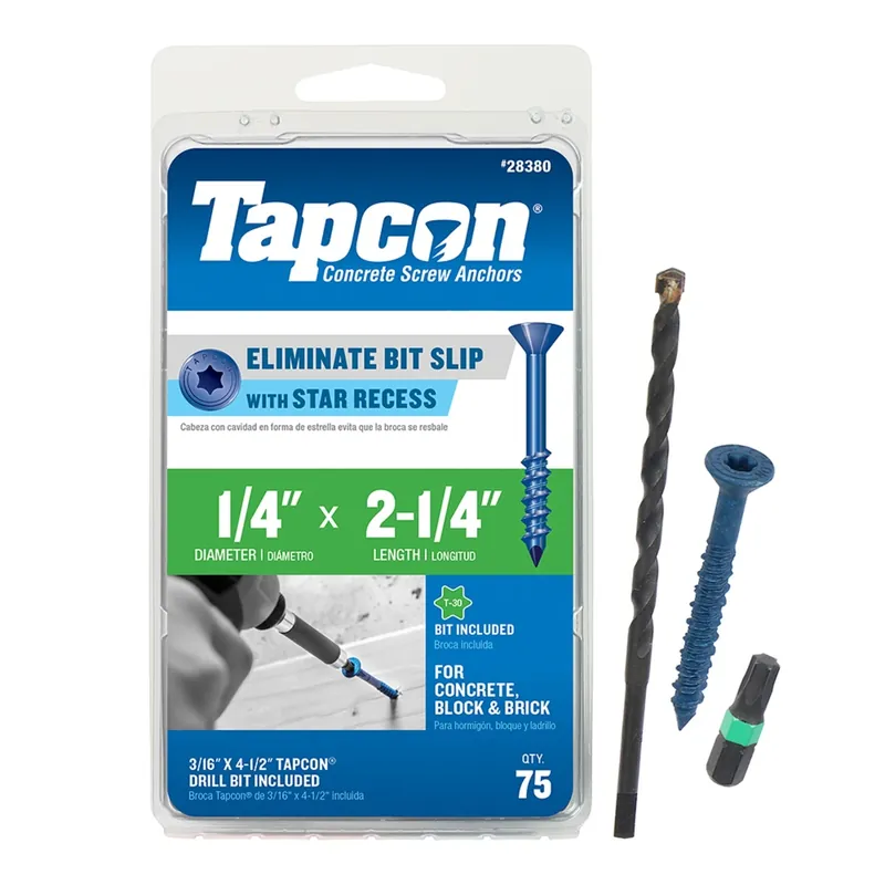 Tapcon 1/4 In. In. X 2-1/4 In. L Star Flat Head High/Low Concrete Screws