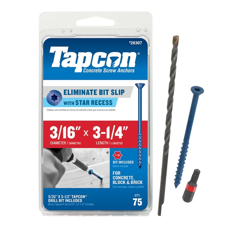 Tapcon 3/16 In. In. X 3-1/4 In. L Star Flat Head High/Low Concrete Screws