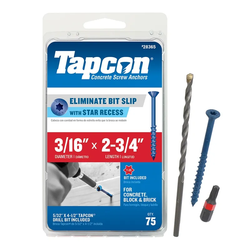 Tapcon 3/16 In. In. X 2-3/4 In. L Star Flat Head High/Low Concrete Screws