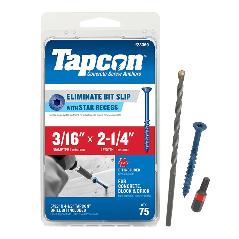 Tapcon 3/16 In. In. X 2-1/4 In. L Star Flat Head High/Low Concrete Screws