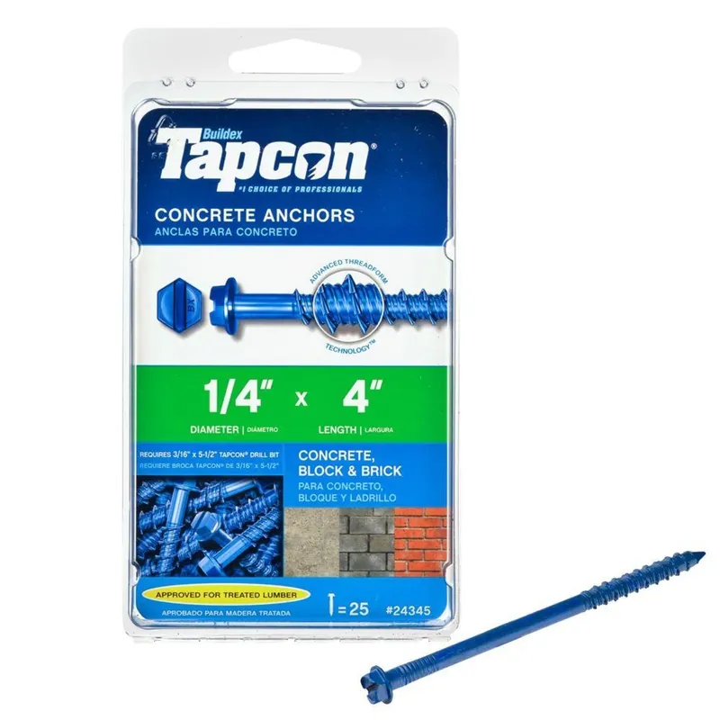 Tapcon 1/4 In. In. X 4 In. L Hex Drive Hex Washer Head High/Low Concrete Screws