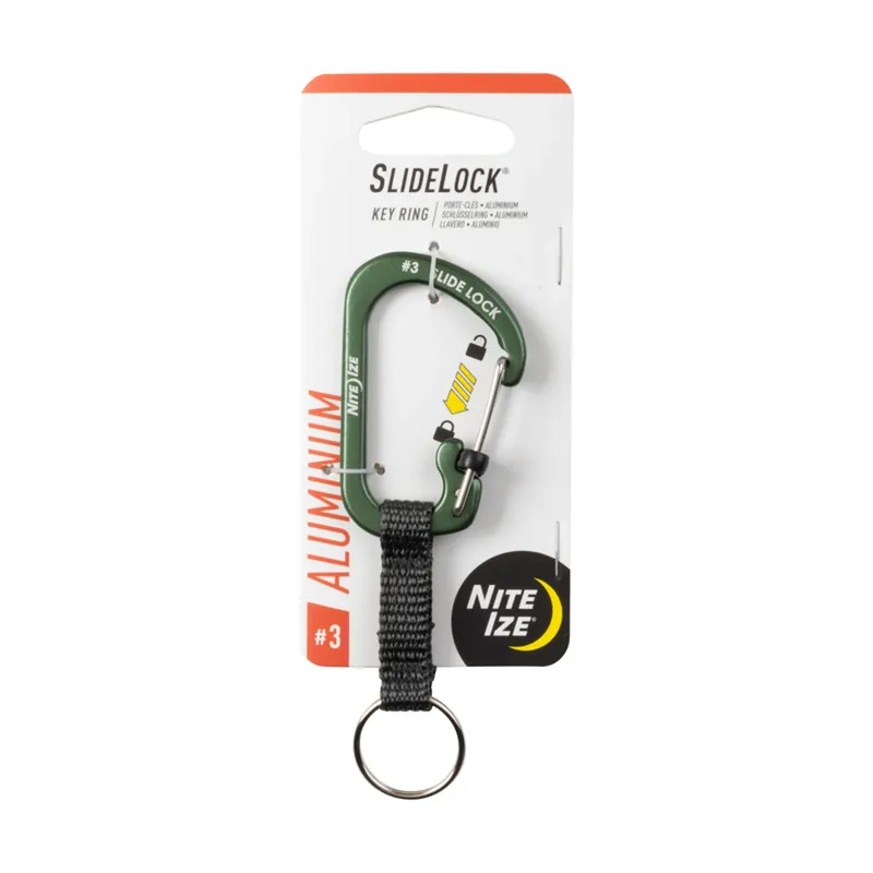 SlideLock Key Ring, Aluminum, Olive