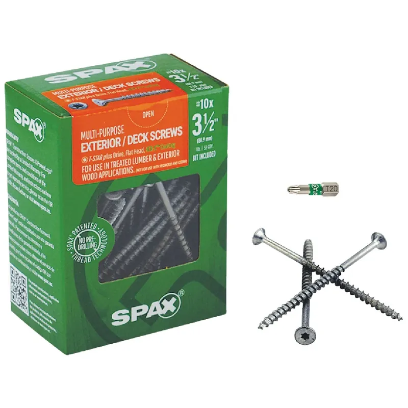 SPAX Multi-Material No. 10 Label X 3-1/2 In. L T-20+ Flat Head Serrated Construction Screws