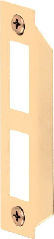 Prime-Line 3-21/32 In. L Brass-Plated Gold Steel Door Strike 1 Pk