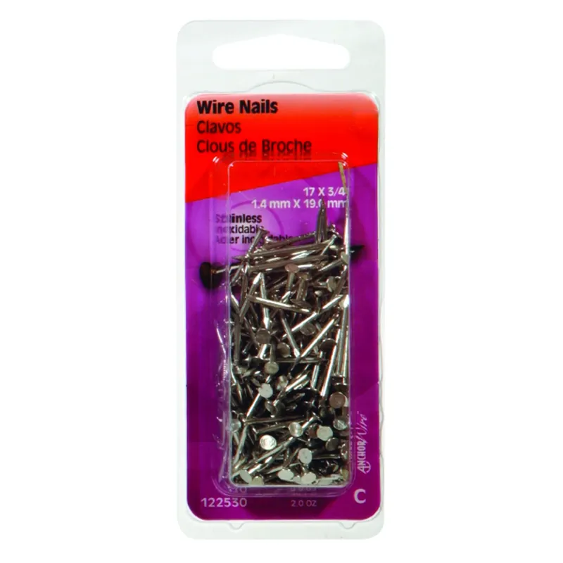 HILLMAN 17 Ga. X 3/4 In. L Stainless Steel Wire Nails 1 Pk 2 Oz