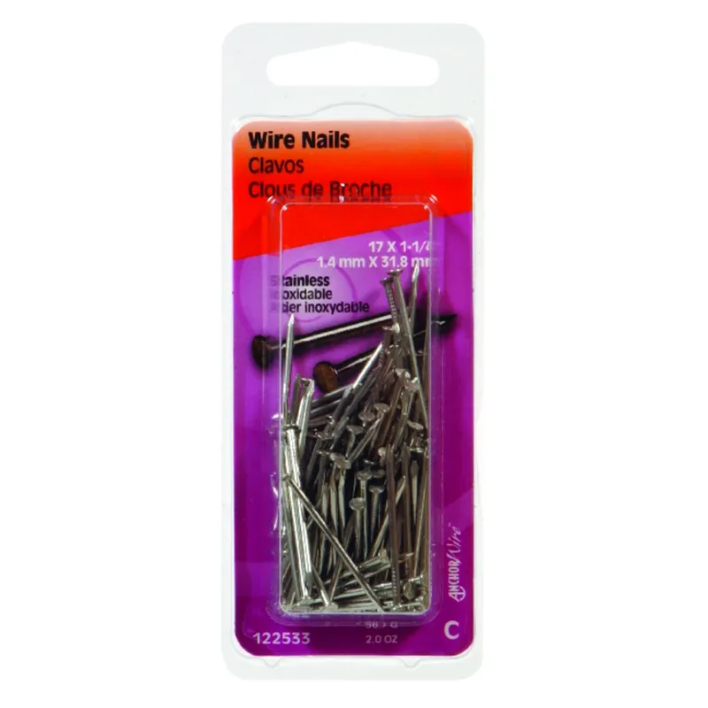 HILLMAN 17 Ga. X 1-1/4 In. L Stainless Steel Wire Nails 1 Pk 2 Oz
