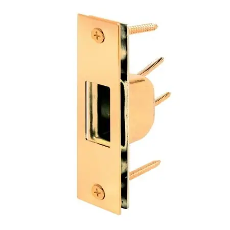 U 9539 High Security Armored Strike Plate, 1-1/4 In. X 4-7/8 In., Brass Plated Steel