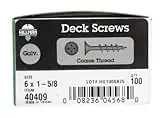Fasteners 40409 6 X 1-5/8 Inch Deck Screws - 100 Count Box
