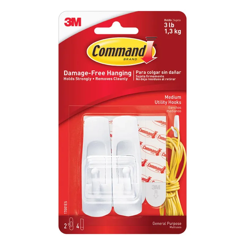 3M Command Medium Plastic Hook 3.875 In. L 2 Pk