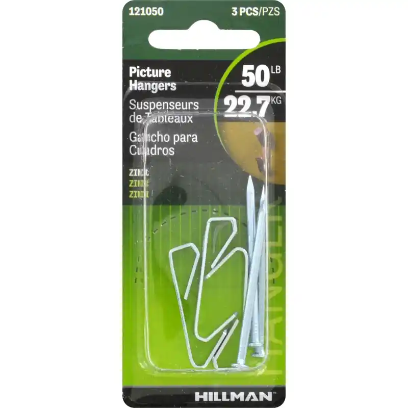 Hillman AnchorWire Silver Conventional Picture Hanger 50 Lb. 3 Pk