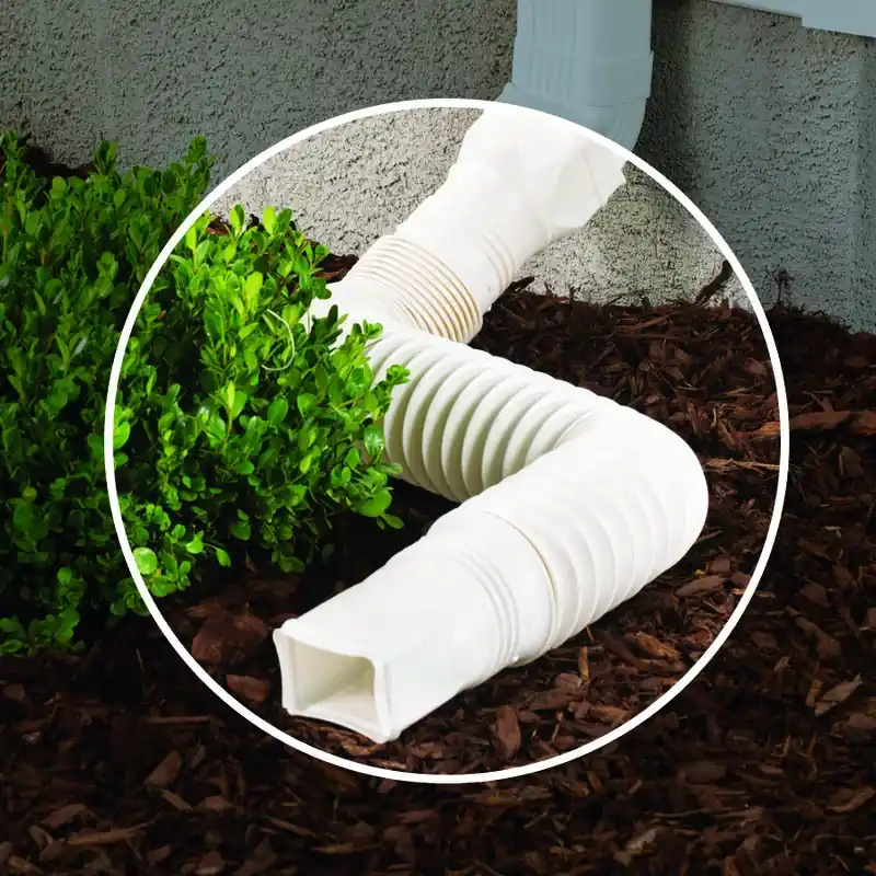 Downspout Extension, Flexible White Poly, Extends 24 - 55 In.