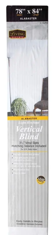 Living Accents Vinyl 3-1/2 In. Blinds 78 In. W X 84 In. H Alabaster