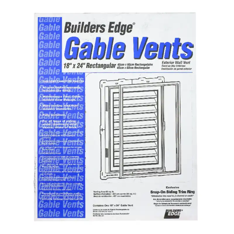 18 In. W X 24 In. L White Plastic Gable Vent With Double Baffle Design