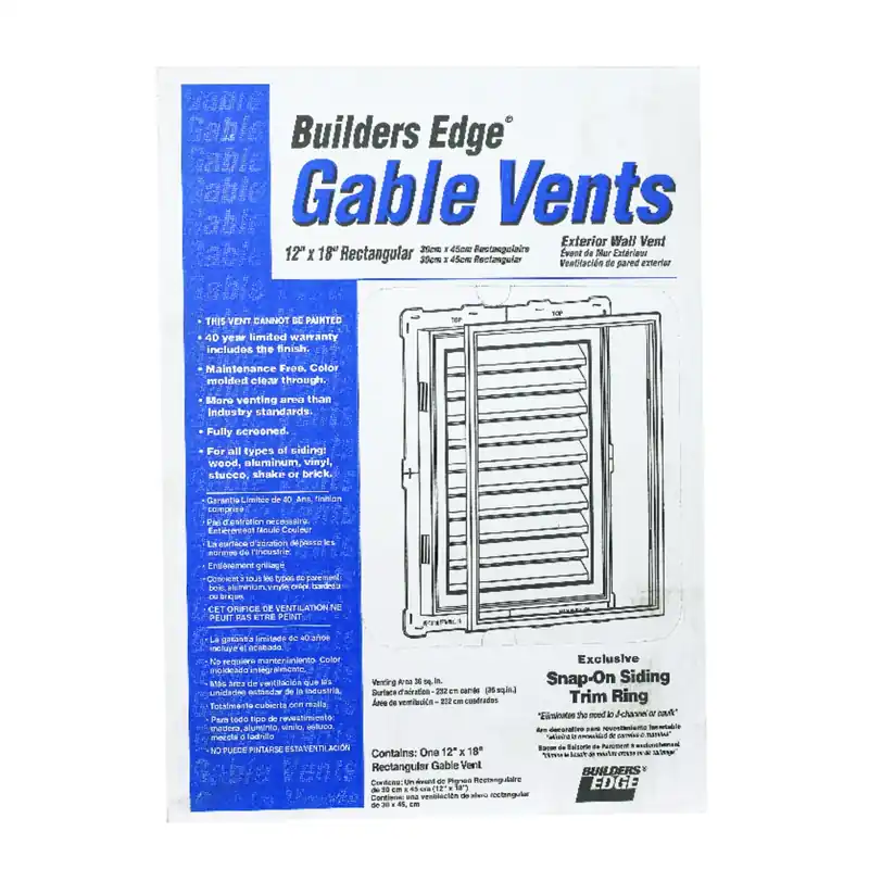 12 In. W X 18 In. L White Plastic Gable Vent - Model 120061218117