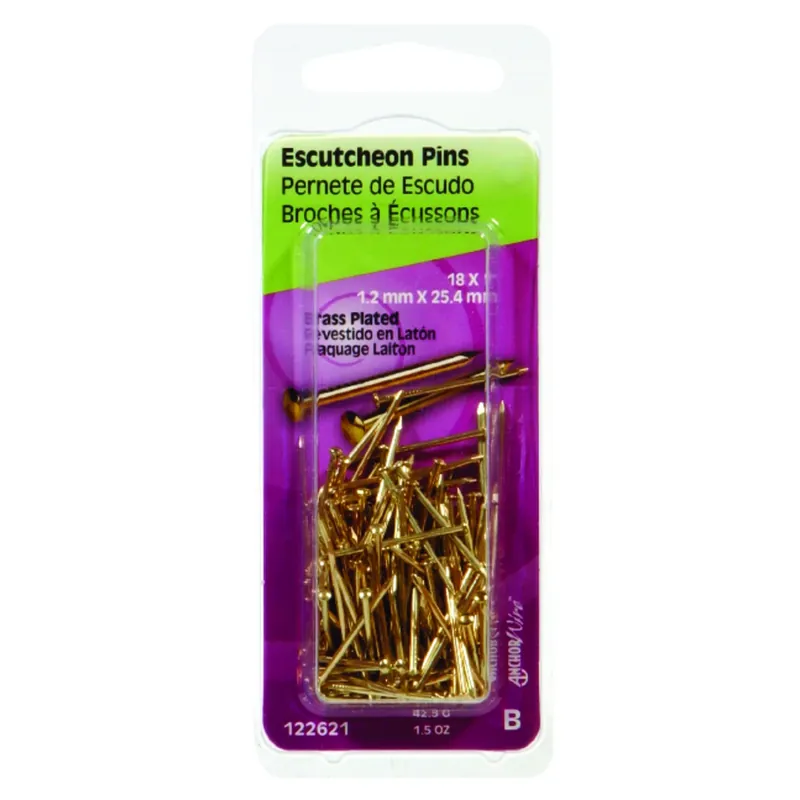 HILLMAN Anchor Wire 18 Ga. X 1 In. L Brass-Plated Steel Escutcheon Pins 1 Pk 1.5 Oz