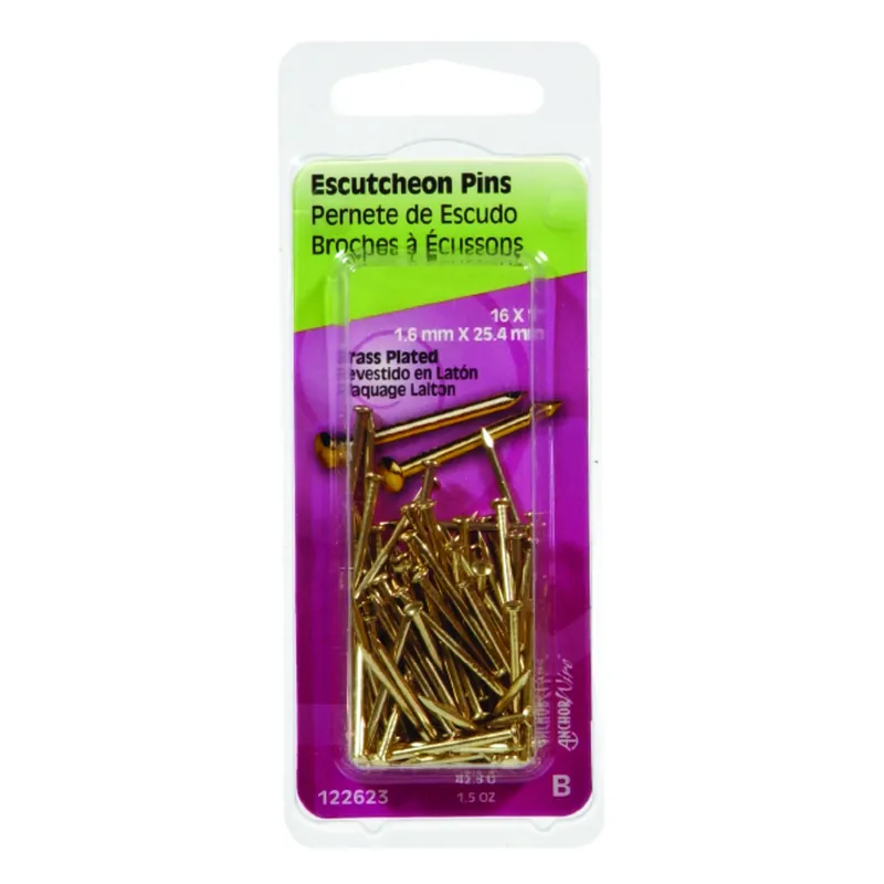 HILLMAN Anchor Wire 16 Ga. X 1 In. L Brass-Plated Steel Escutcheon Pins 1 Pk 1.5 Oz