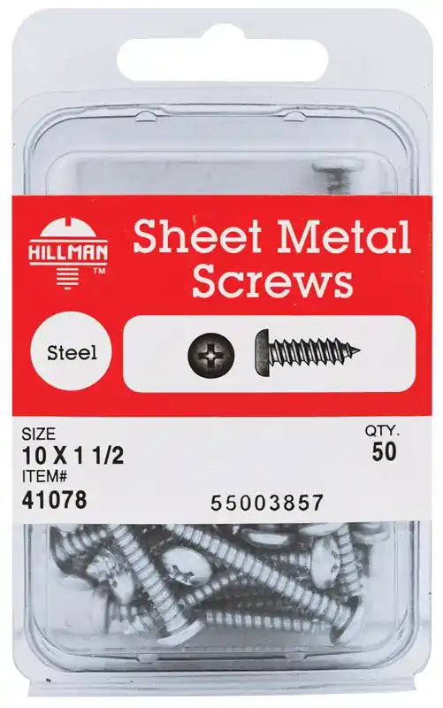 HILLMAN No. 10 Ga. X 1-1/2 In. L Phillips Pan Head Sheet Metal Screws 50 Pk