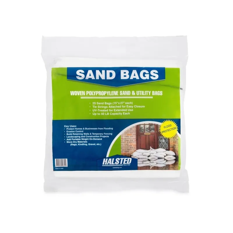 HALSTED 15 In. X 27 In. White Woven Sand Bags With Tie String (25-Pack)