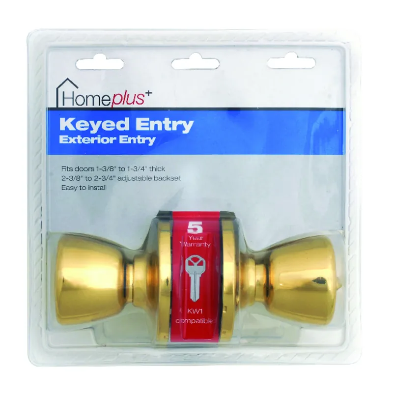 Polished Brass Entry Lockset 1-3/4 In. With Adjustable Backset