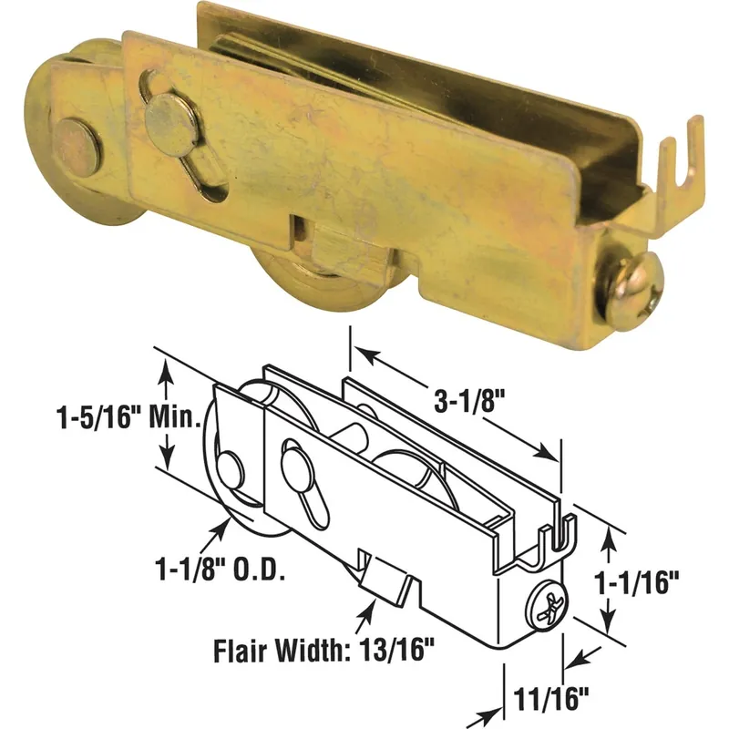 Prime-Line 1-1/8 In. Dia. X 3/8 In. L Steel Roller Assembly 1 Pk