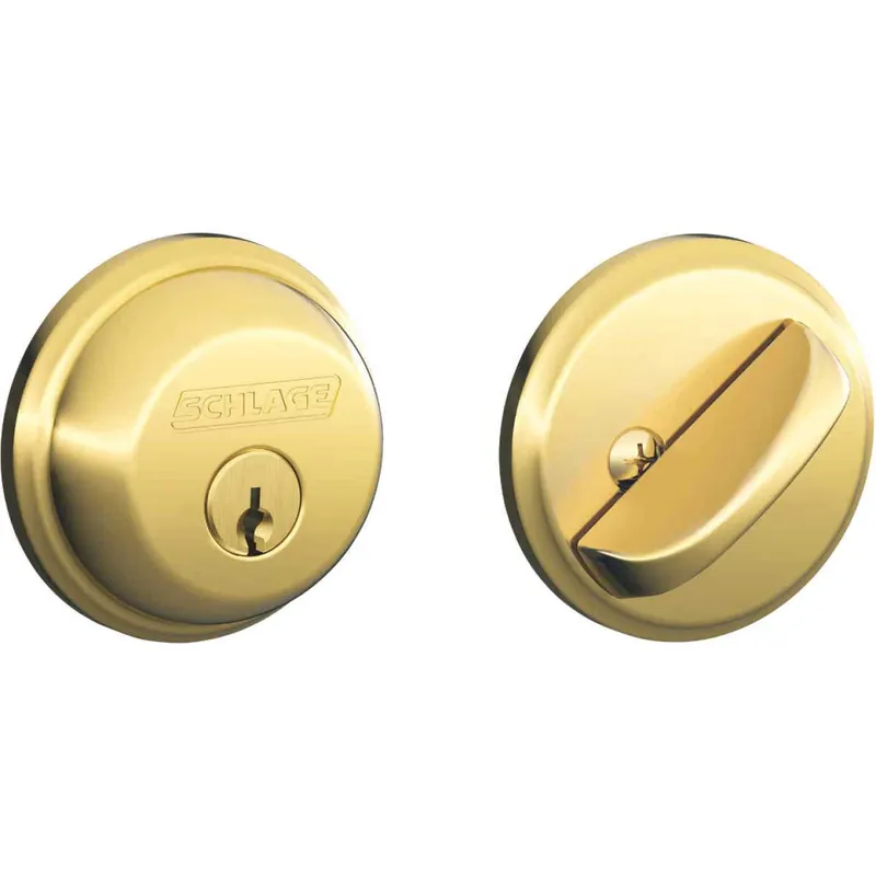B360nv505/605 Maximum Security Single Cylinder Deadbolt Lock In Bright Brass