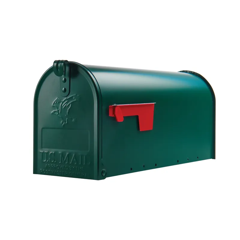 T1 Green Steel Rural Post Mount Mailbox - Medium Size, Model E1100gam