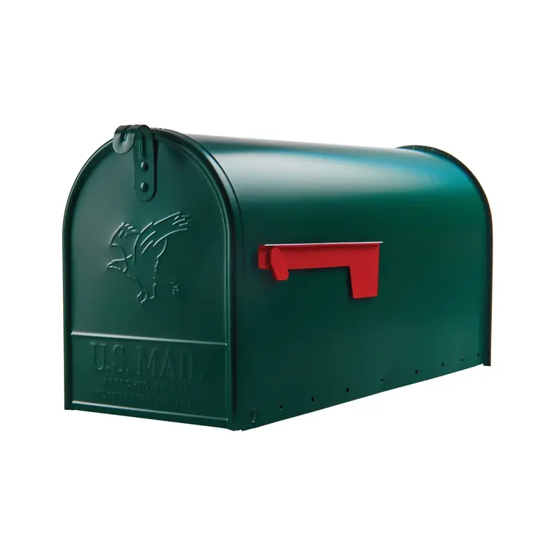 Elite Post-Mount Mailbox, Large, Green Steel
