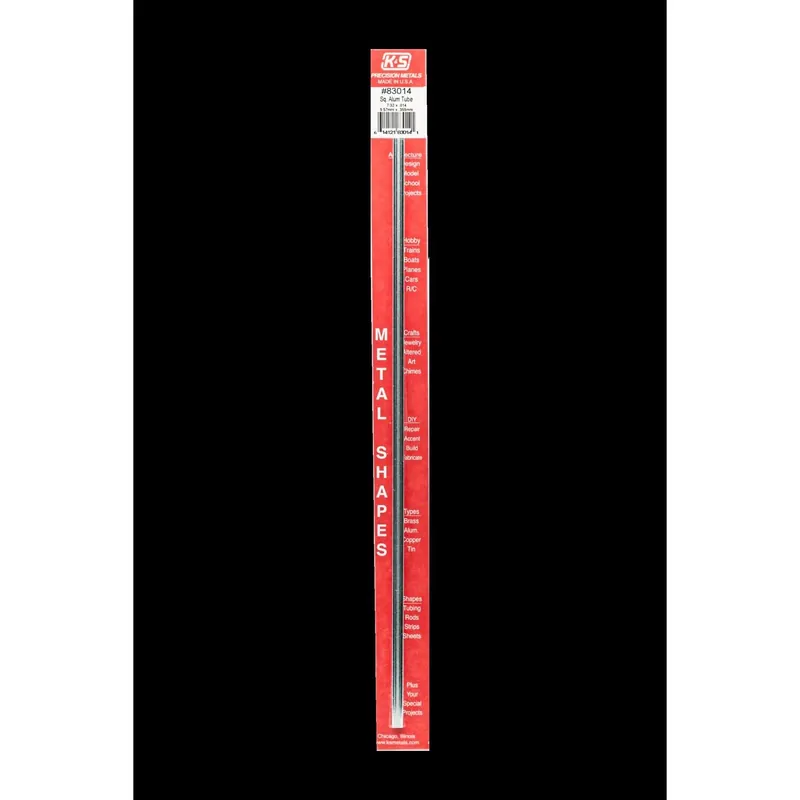 12 In. L Square Aluminum Tube, 7/32 In. Width, 0.014 In. Wall Thickness