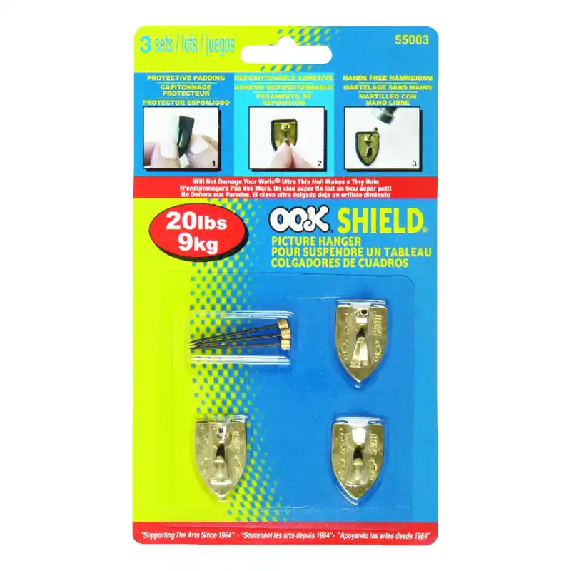 HILLMAN OOK Shield Picture Hanger 20 Lb 3 Pk