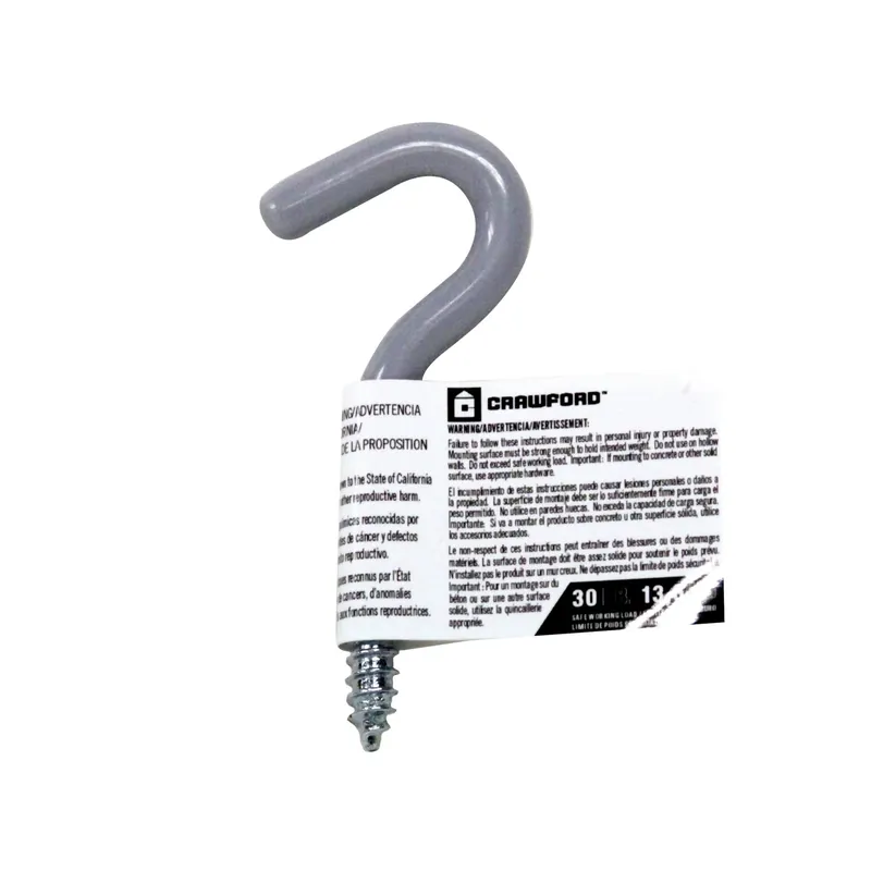 Crawford 3.5 In. L Vinyl Coated Gray Steel Small Storage Hook 30 Lb. Cap. 1 Pk