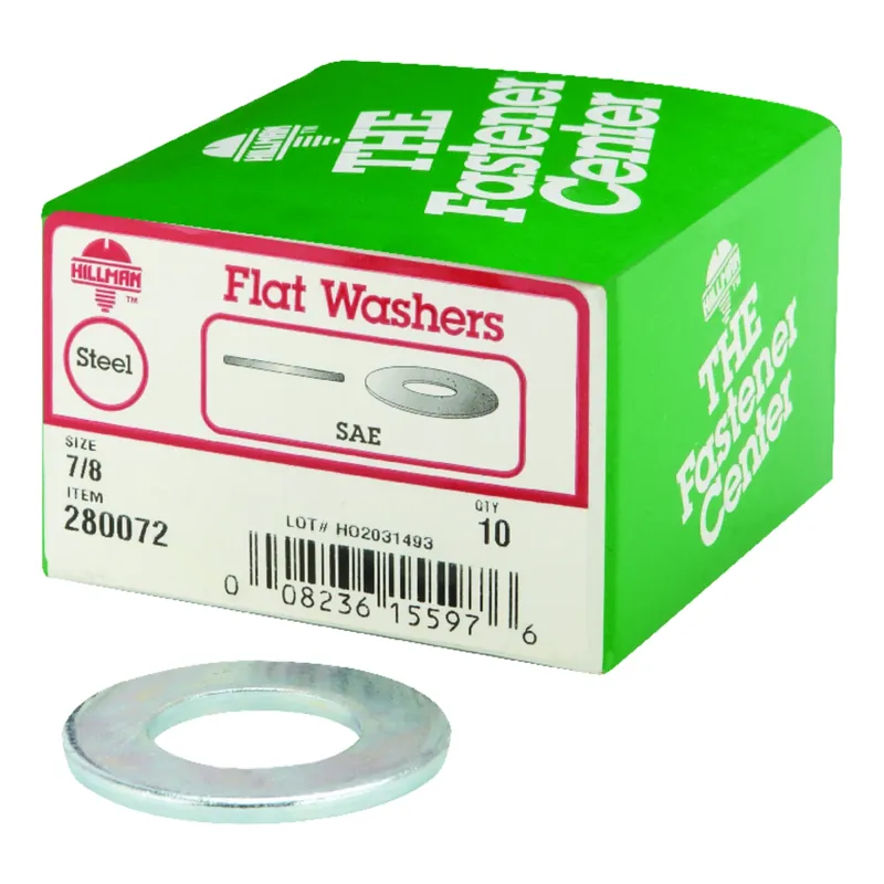 Hillman Zinc-Plated Steel 7/8 In. SAE Flat Washer 10 Pk