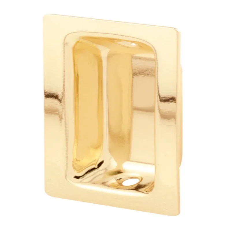 Prime-Line 3.25 In. L Brass-Plated Gold Steel Flush Mortise Finger Pull