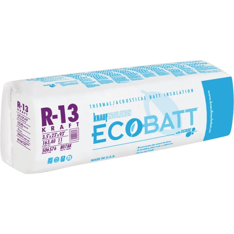 Knauf Eco Touch 23 In. W X 93 In. L X 3.5 In. R-13 Faced Fiberglass Insulation Batt 163.4 Sq Ft